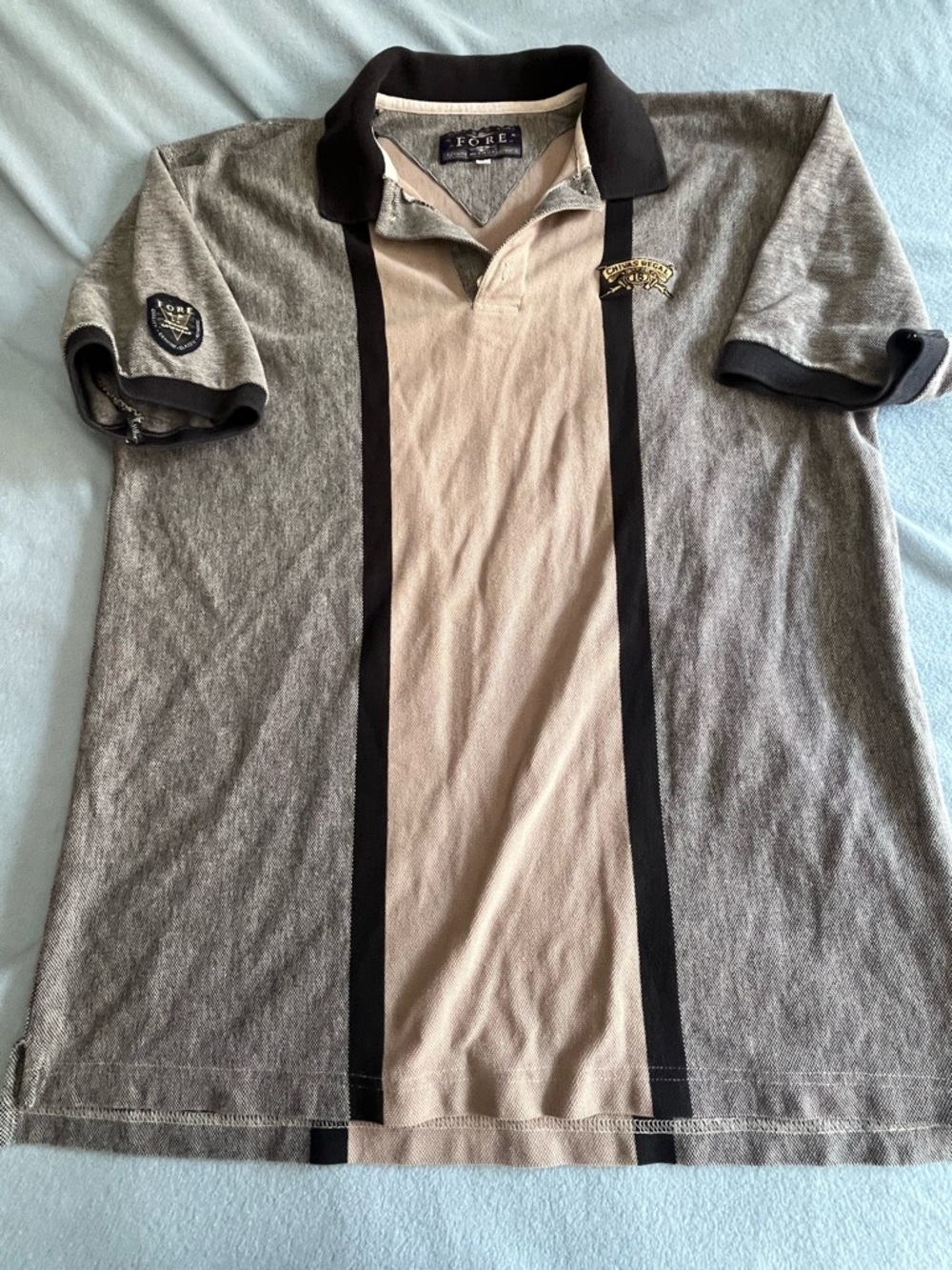 Chivas Regal Fore Original Golfwear Grey and Beige Polo w/ Dark Brown Trim